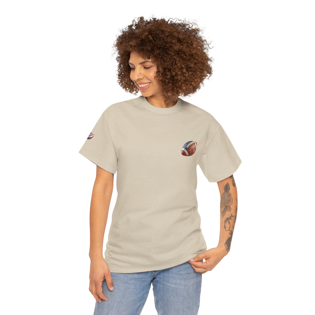 Skull Helmet Football Tee — Grunge Athletic Graphic T‑Shirt