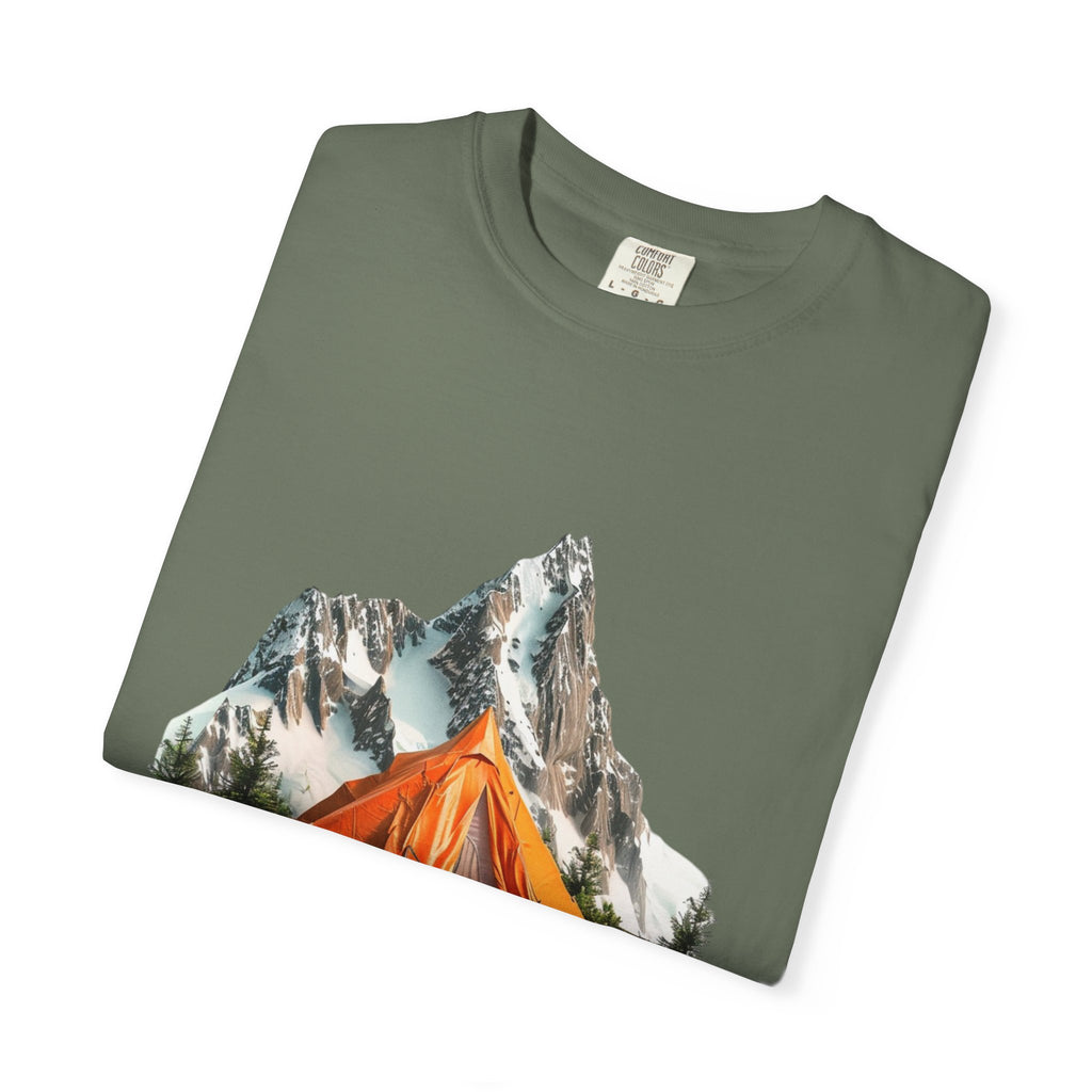 Mountain Camping Tent T-Shirt  Orange Tent Campsite Graphic