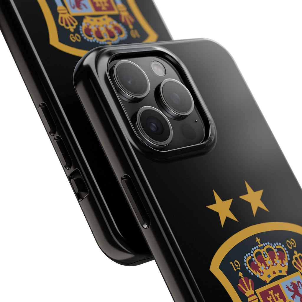 Spain Soccer Crest Tough Phone Case  Black Protective iPhone Case with Two Stars