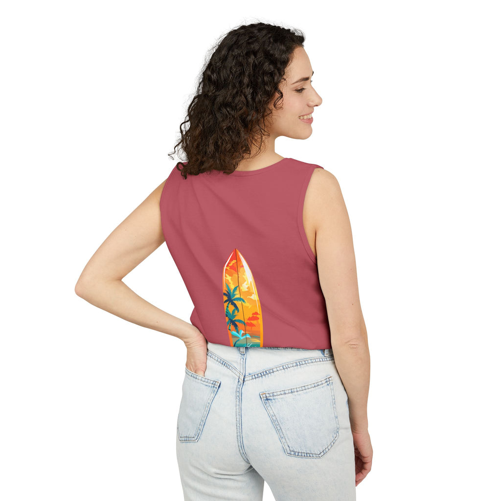California Paradise Palm Tank Top Retro Beach Sunset Graphic