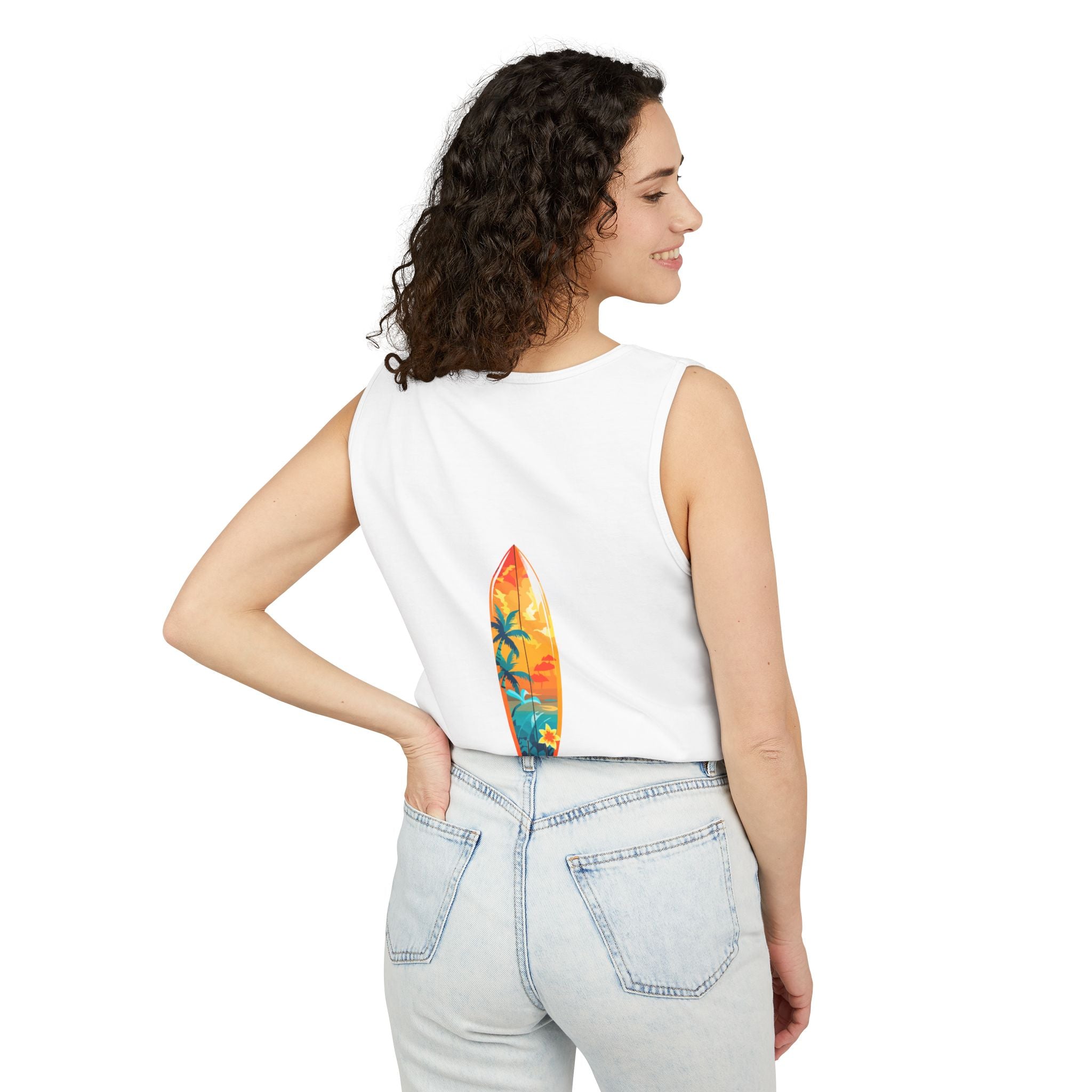 Tropical Sunset Tank Top Palm Tree Beach Graphic Tank