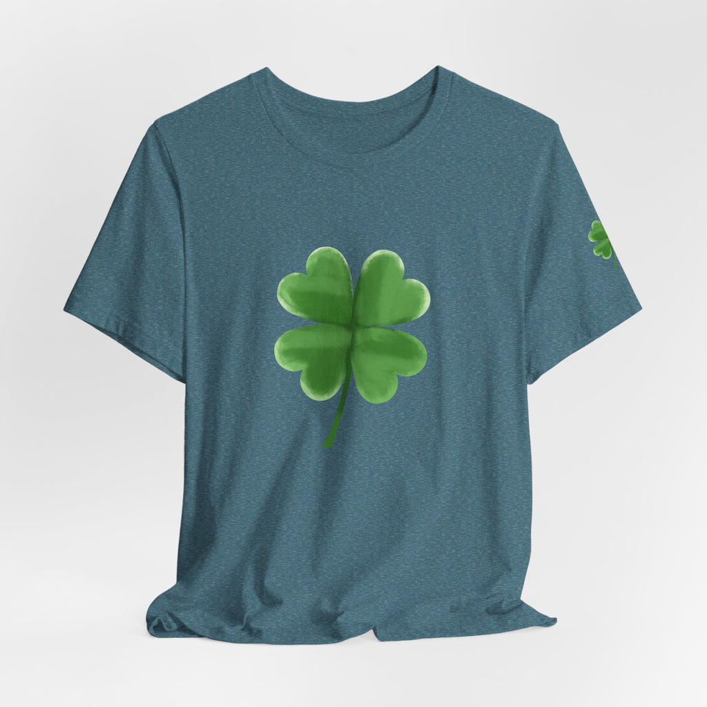 Green Four-Leaf Clover T-Shirt  Lucky Shamrock Tee