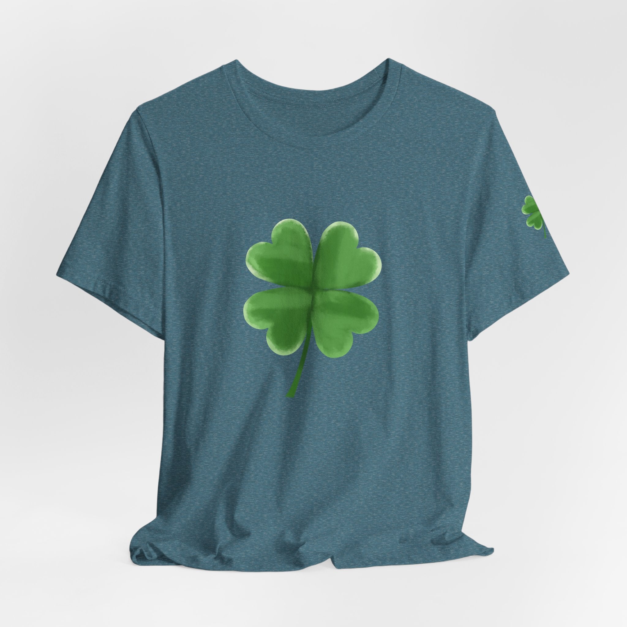 Green Four-Leaf Clover T-Shirt  Lucky Shamrock Tee