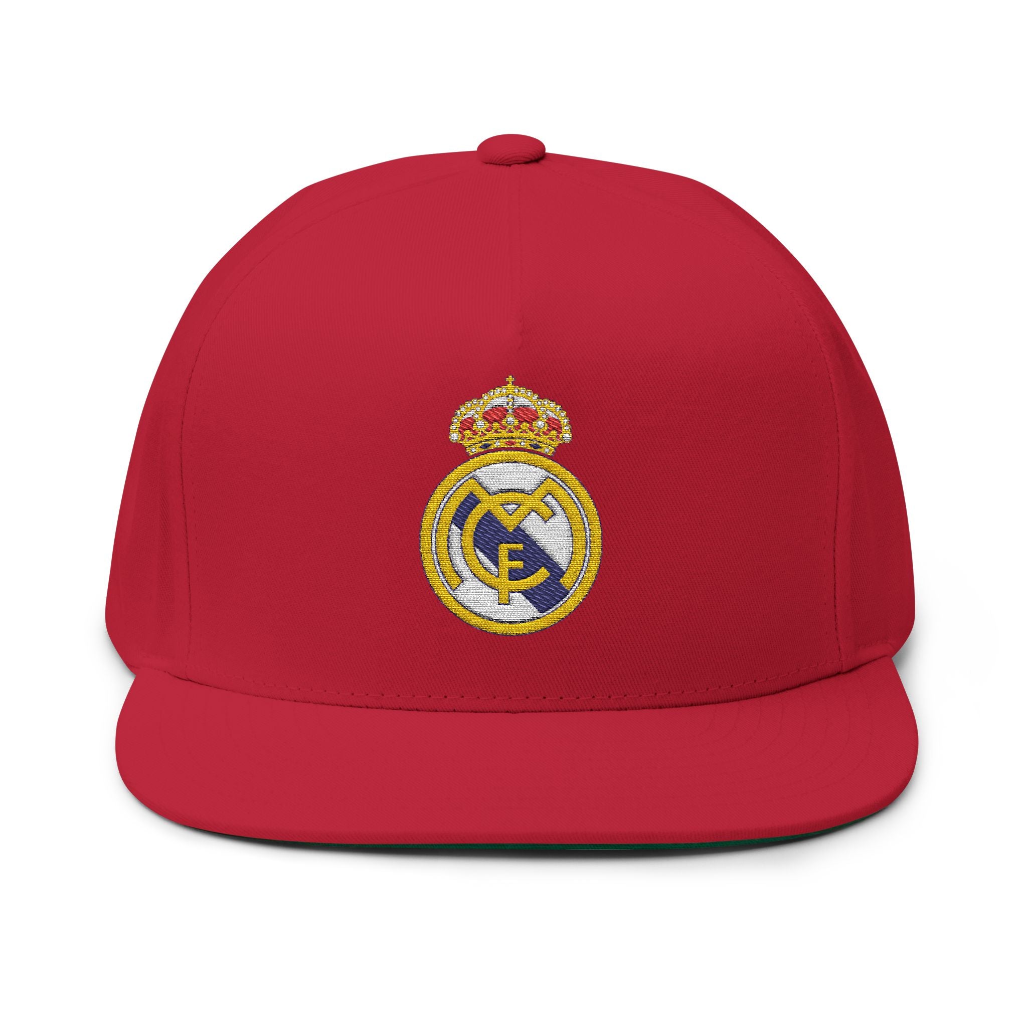 Embroidered Flat Bill Cap  Real Madrid Crest Snapback
