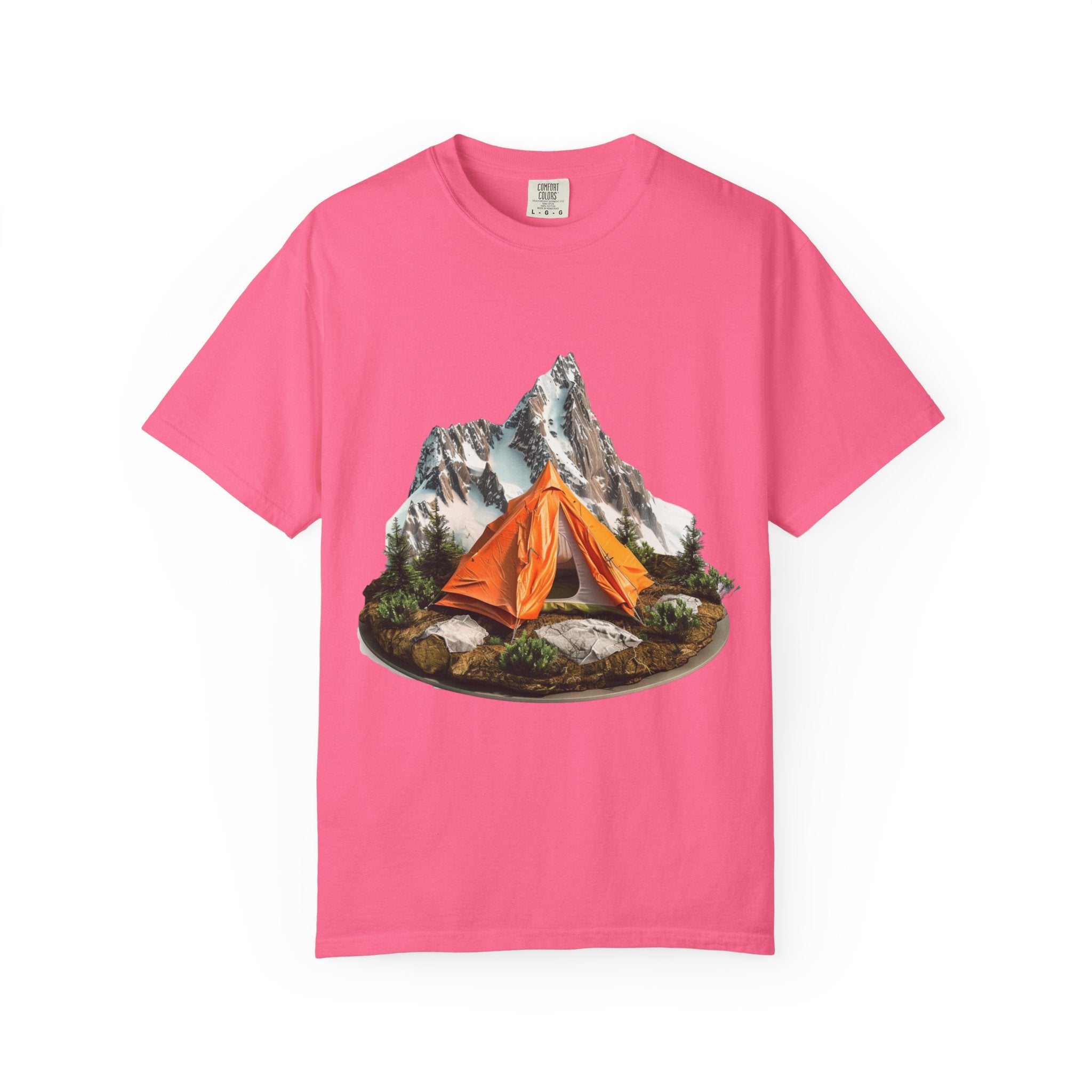 Mountain Camping Tent T-Shirt  Orange Tent Campsite Graphic