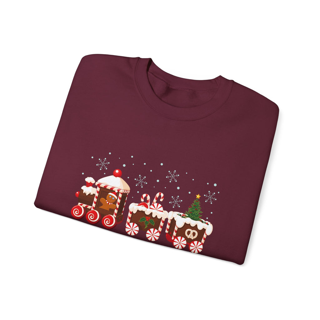 Gingerbread Train crewneck sweatshirt | Merry Christmas back print