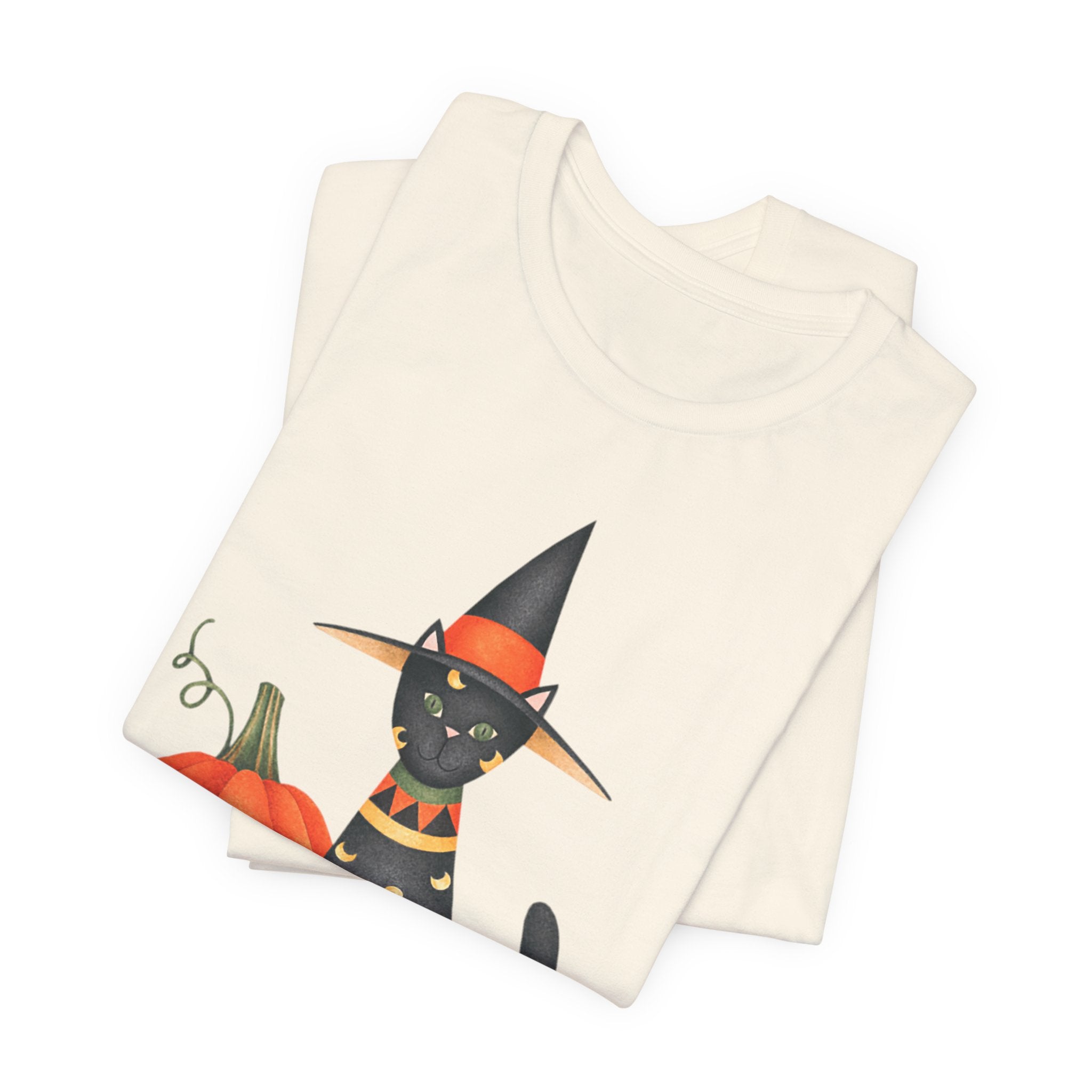 Halloween Cat Tee, Spooky Cat Shirt, Unisex Halloween T-Shirt, Pumpkin Cat Apparel, Halloween Costume Tee