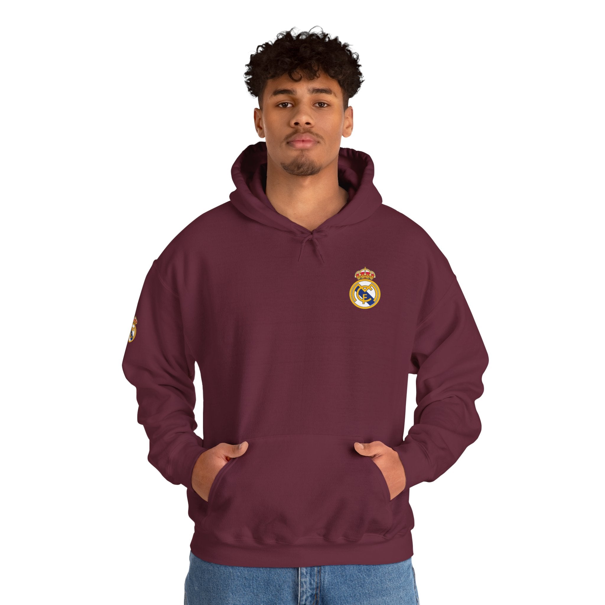 Real Madrid Crest Hoodie  Minimal White Soccer Pullover