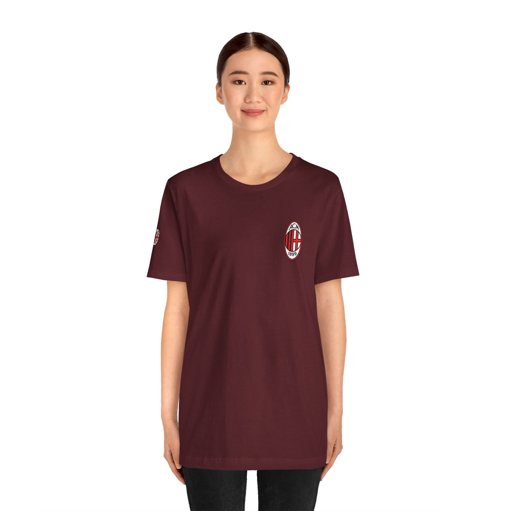 AC Milan Crest T-Shirt Minimal Soccer Tee with 'AC Milan' Back Print