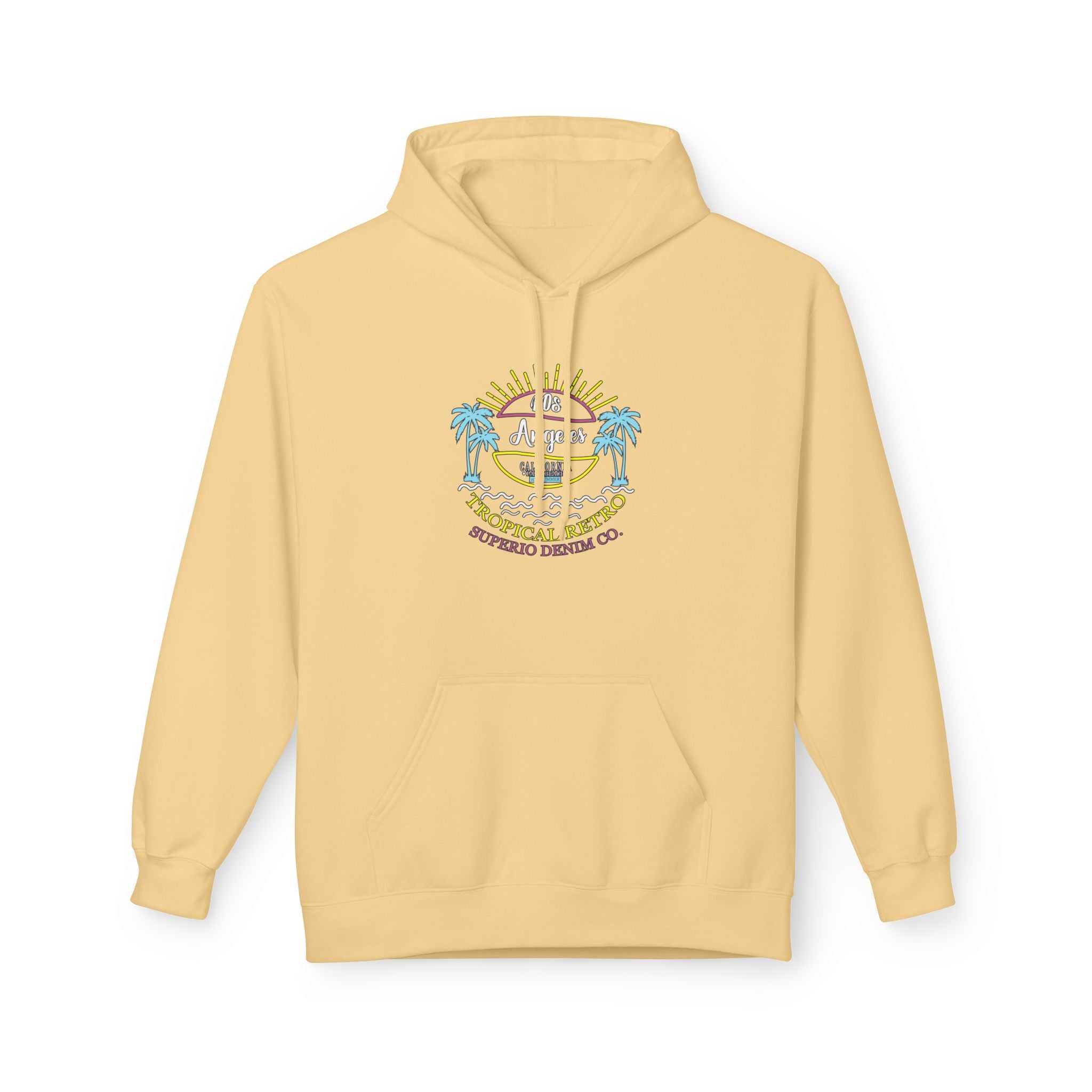 Surf Vibes Hoodie Coastal Palms & Sunset Graphic