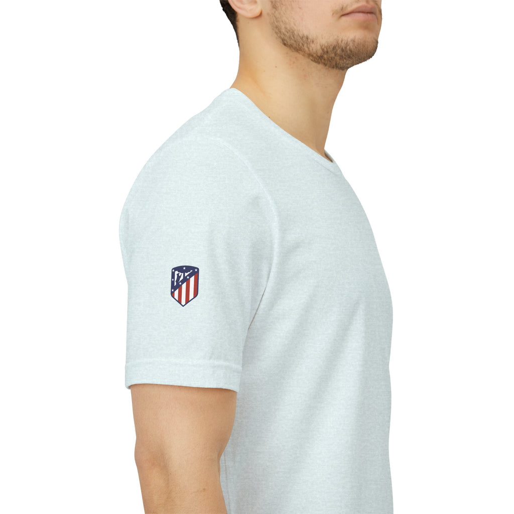 Atletico Madrid Shield T-Shirt Front Chest & Sleeve Logo Soccer Tee