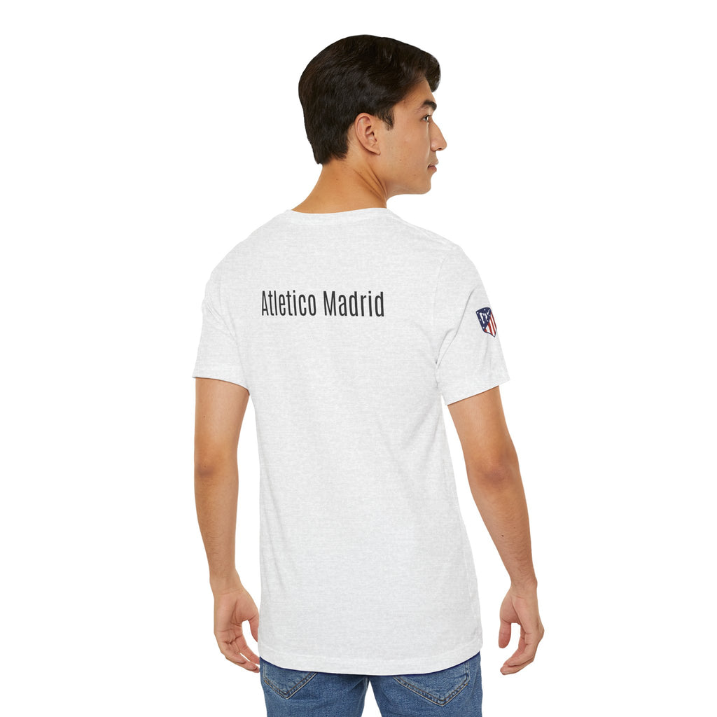 Atletico Madrid Shield T-Shirt Front Chest & Sleeve Logo Soccer Tee