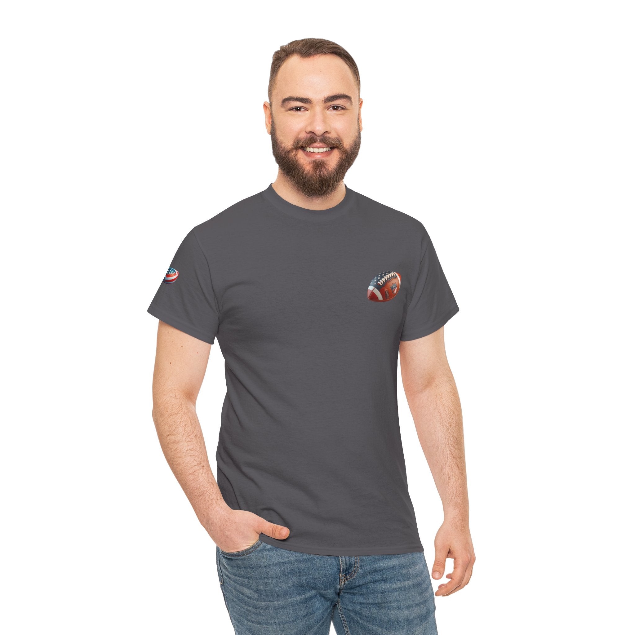 Football Player Graphic Tee  Retro Gridiron Jersey Design