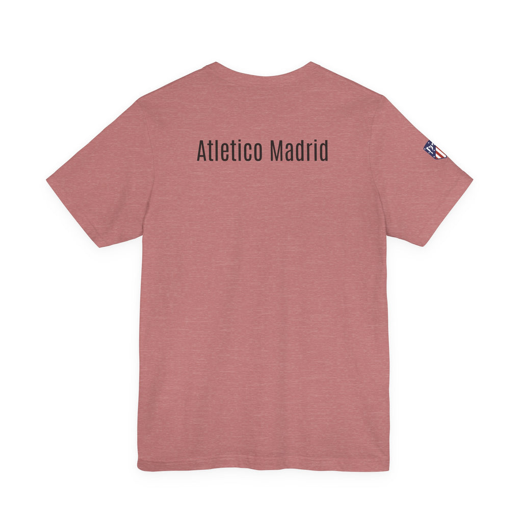 Atletico Madrid Shield T-Shirt Front Chest & Sleeve Logo Soccer Tee