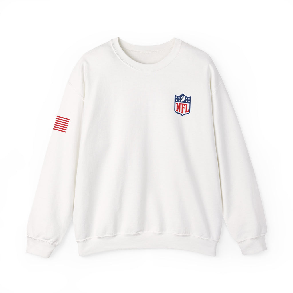 NFL Logo Crewneck Sweatshirt with American Flag Sleeve
