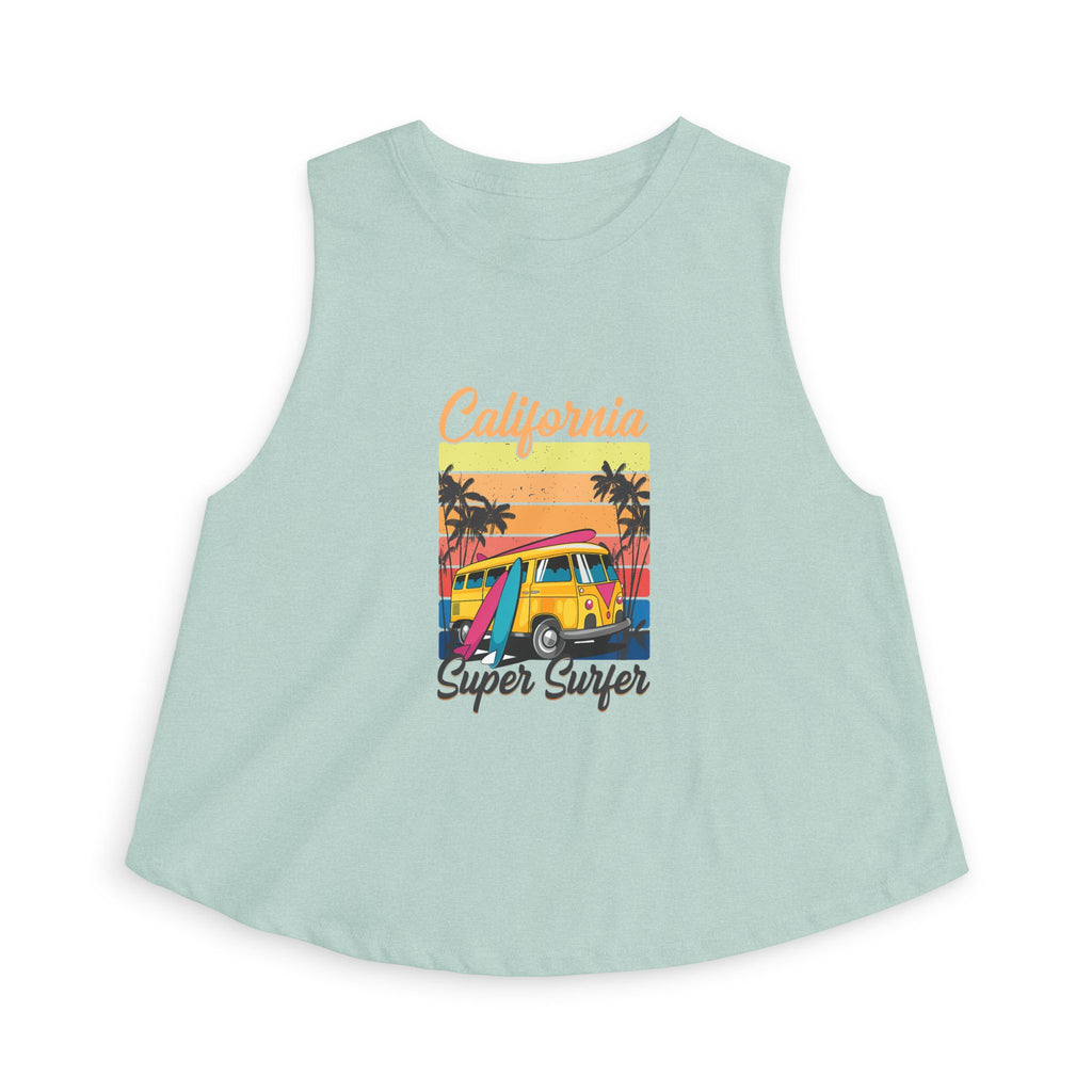 California Super Surfer Crop Top Retro Beach Van Surf Graphic