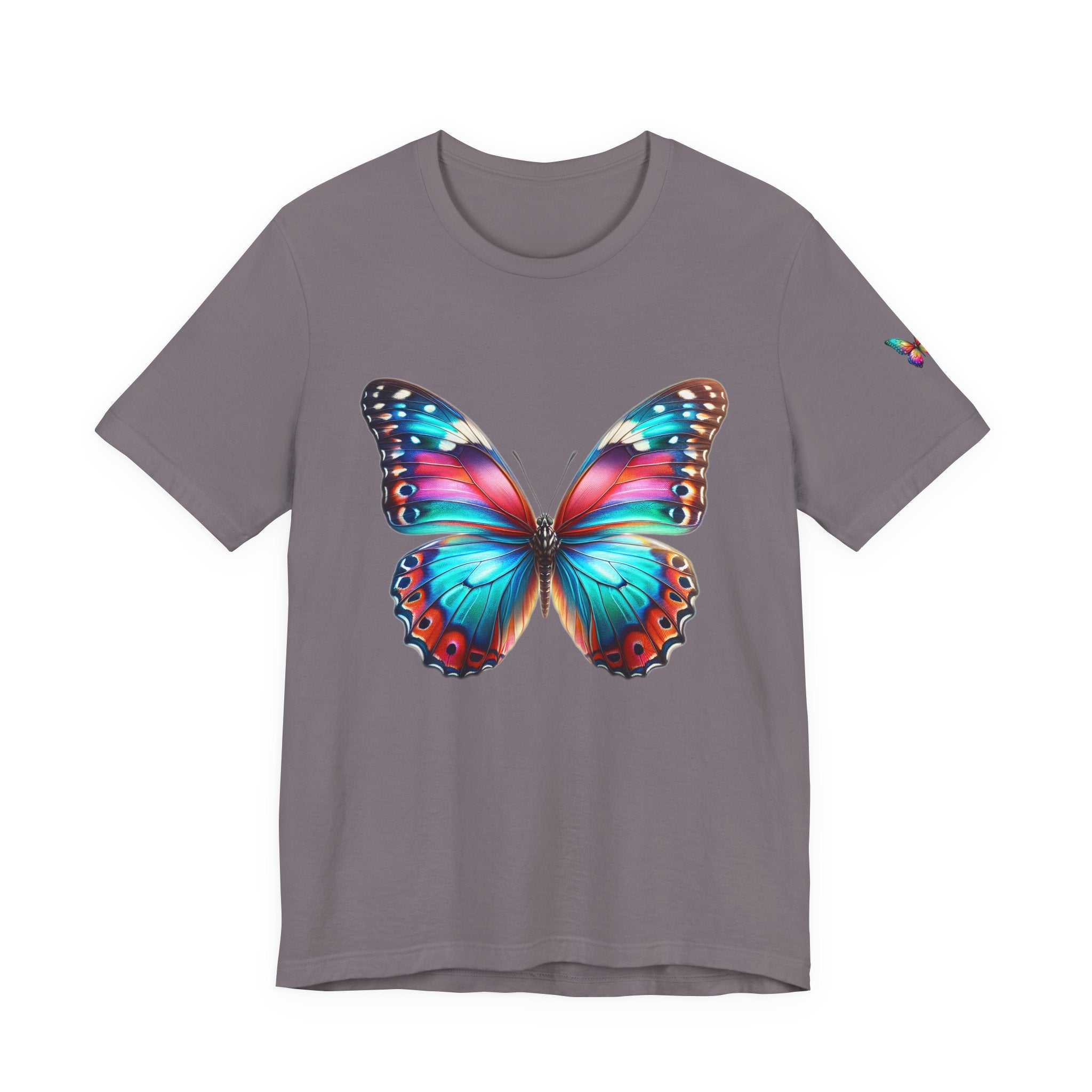 Vibrant Rainbow Butterfly Tee Colorful Monarch Wing Graphic