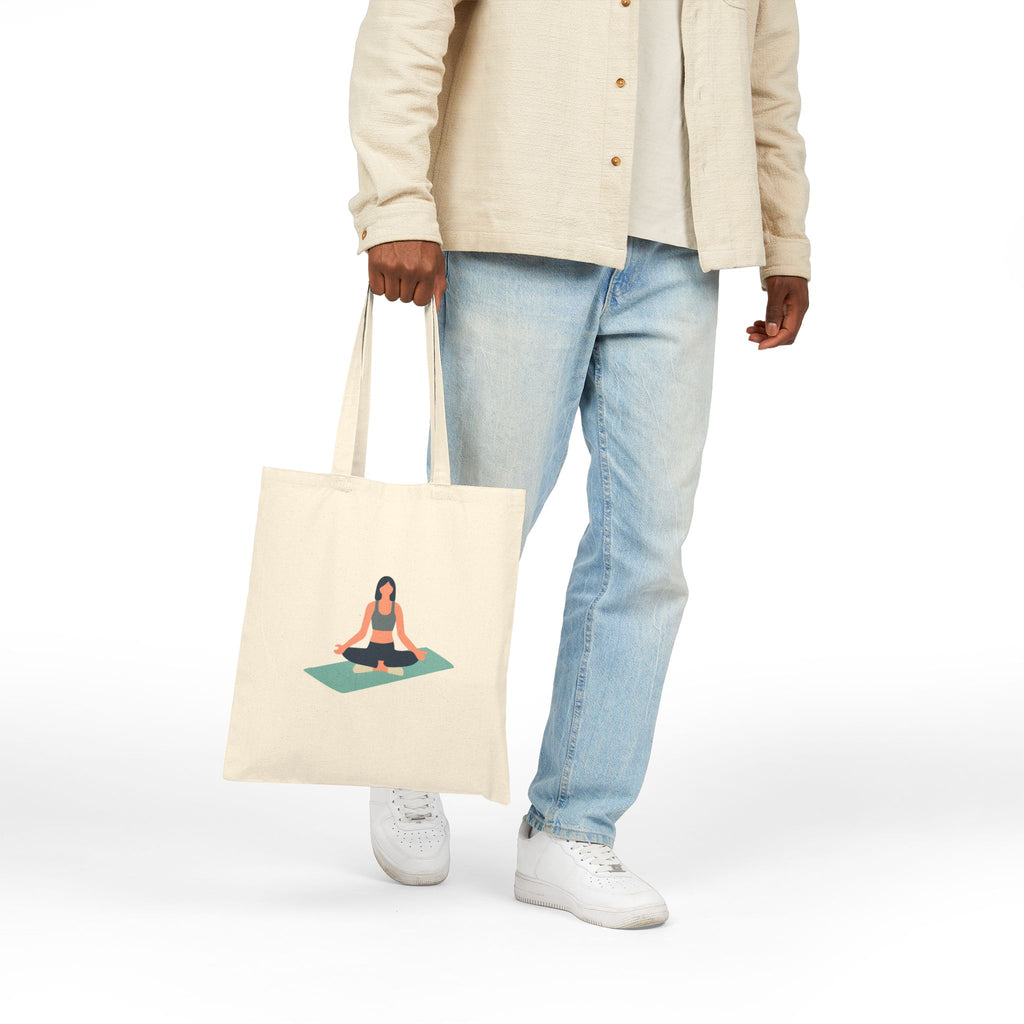 Yoga Lotus Tote Bag  Canvas Meditation Beach Grocery Tote