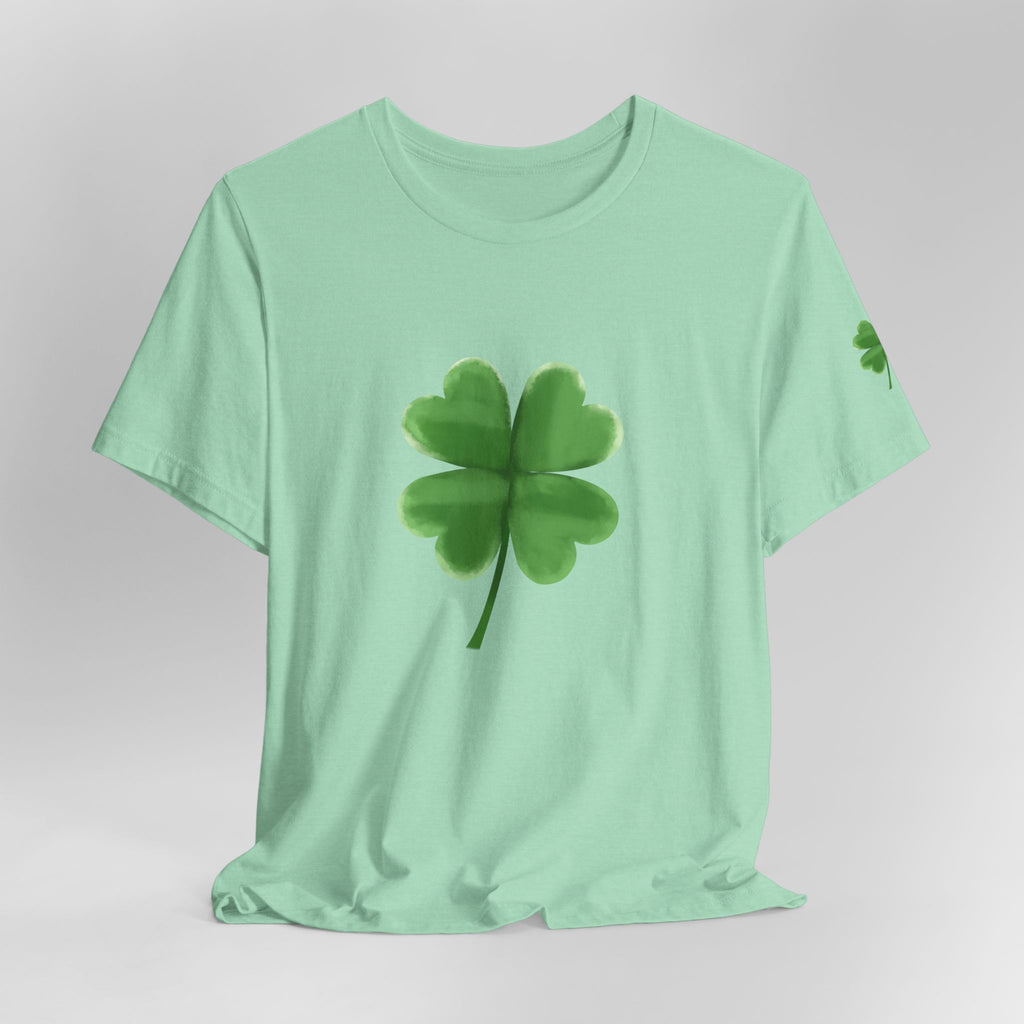 Green Four-Leaf Clover T-Shirt  Lucky Shamrock Tee