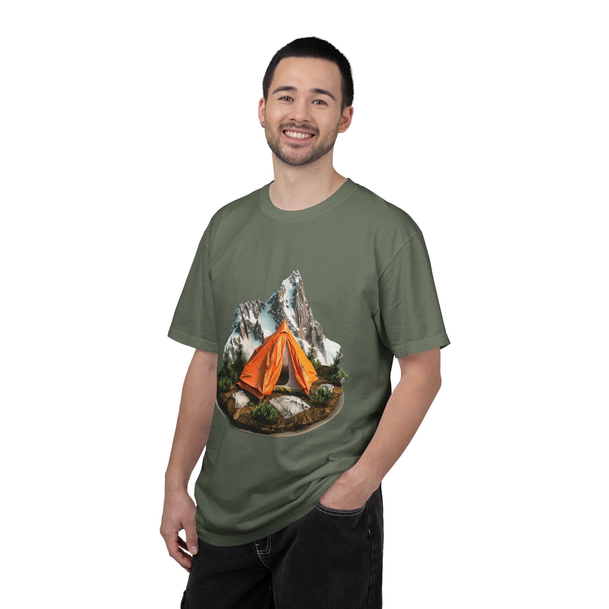 Mountain Camping Tent T-Shirt  Orange Tent Campsite Graphic
