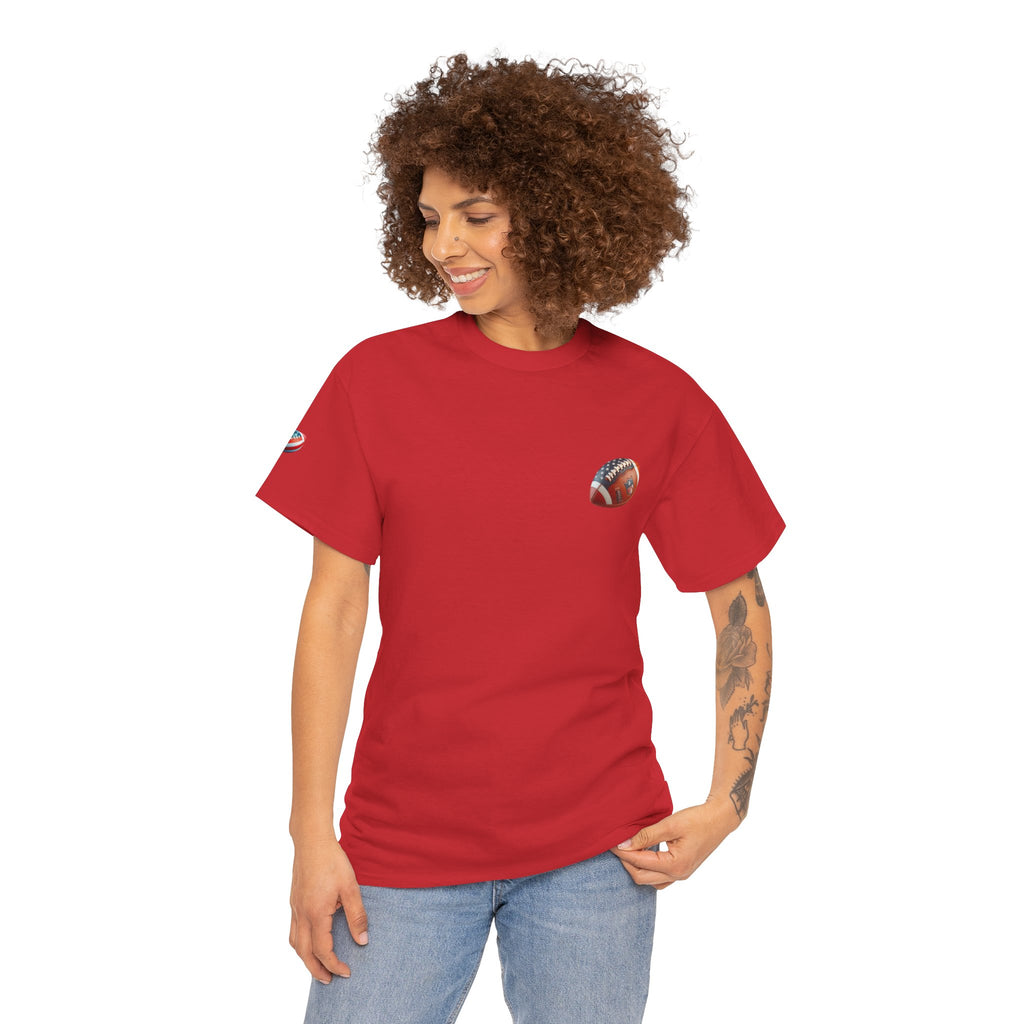 Skull Helmet Football Tee — Grunge Athletic Graphic T‑Shirt