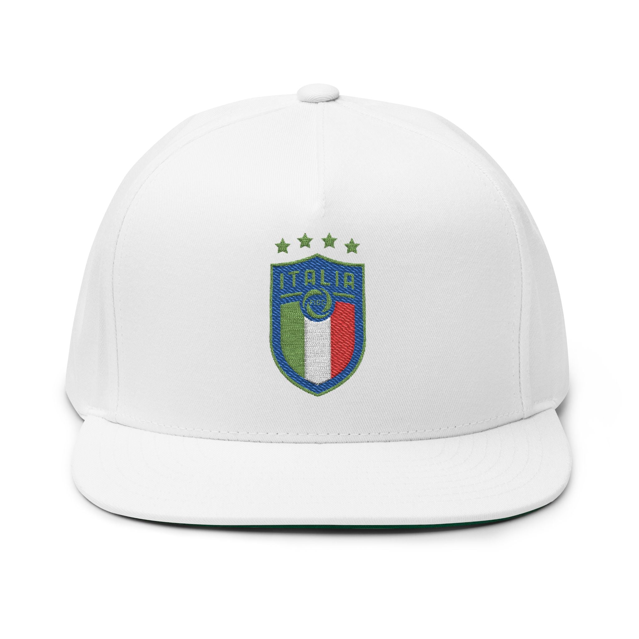 Italy Crest Embroidered Flat Bill Cap