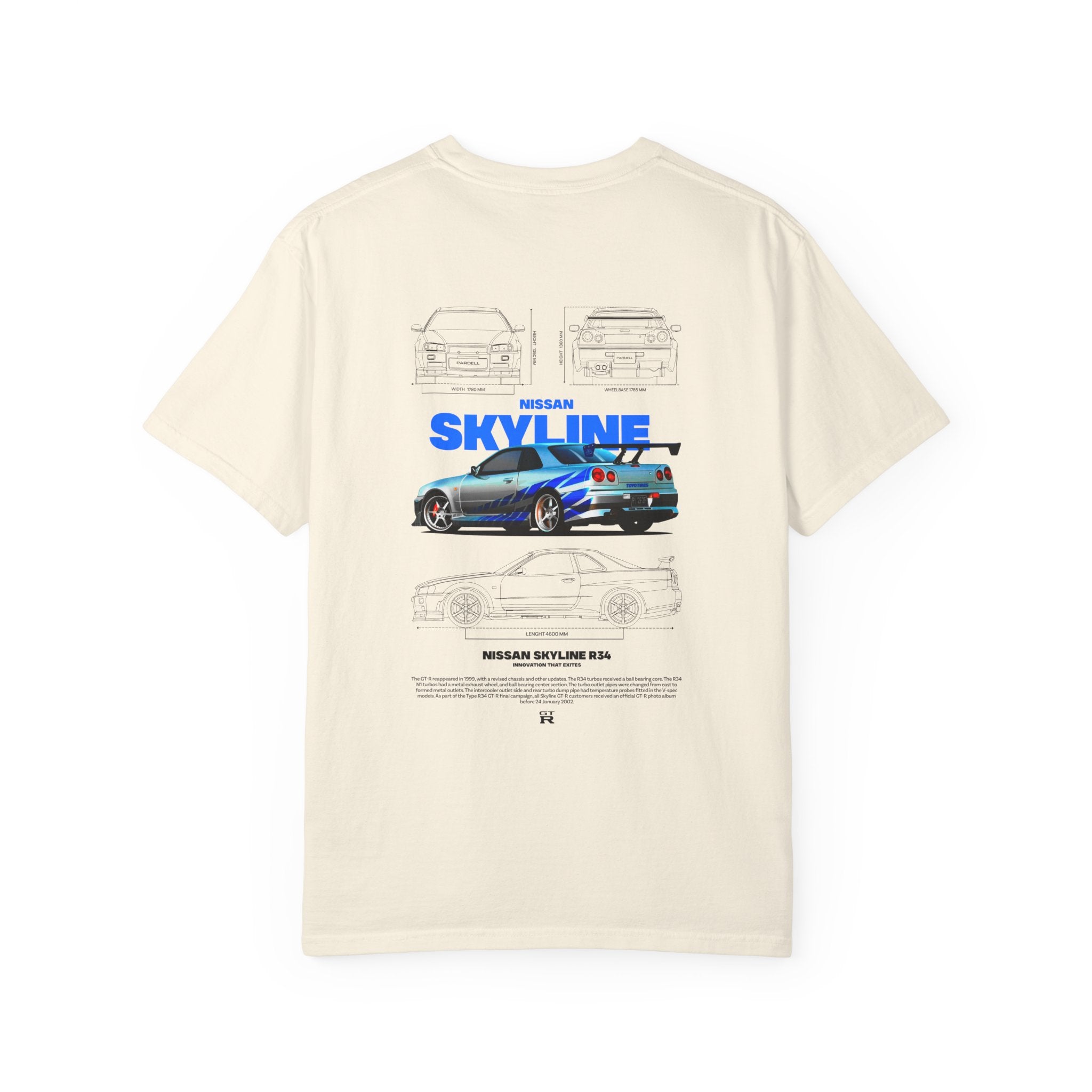 Nissan Skyline R34 Car T-shirt Vintage JDM Racing Tee