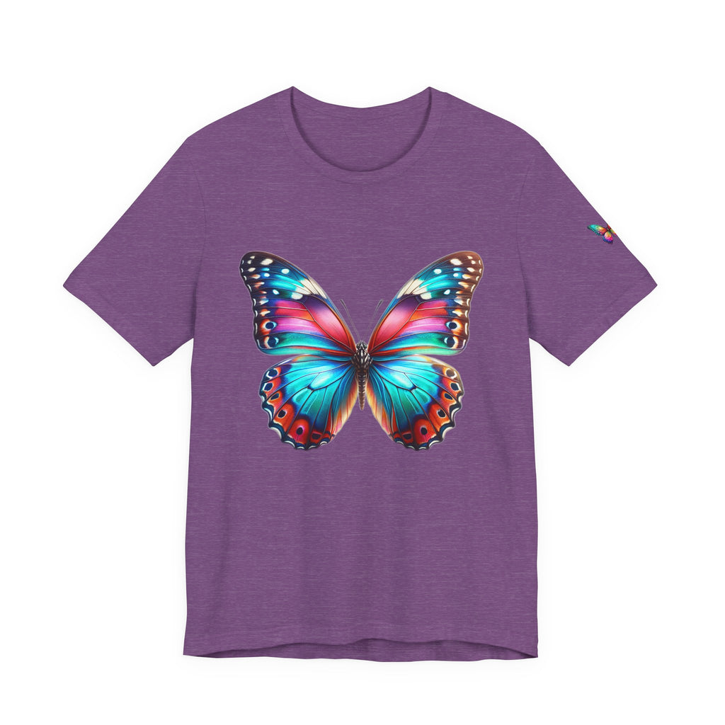 Vibrant Rainbow Butterfly Tee Colorful Monarch Wing Graphic