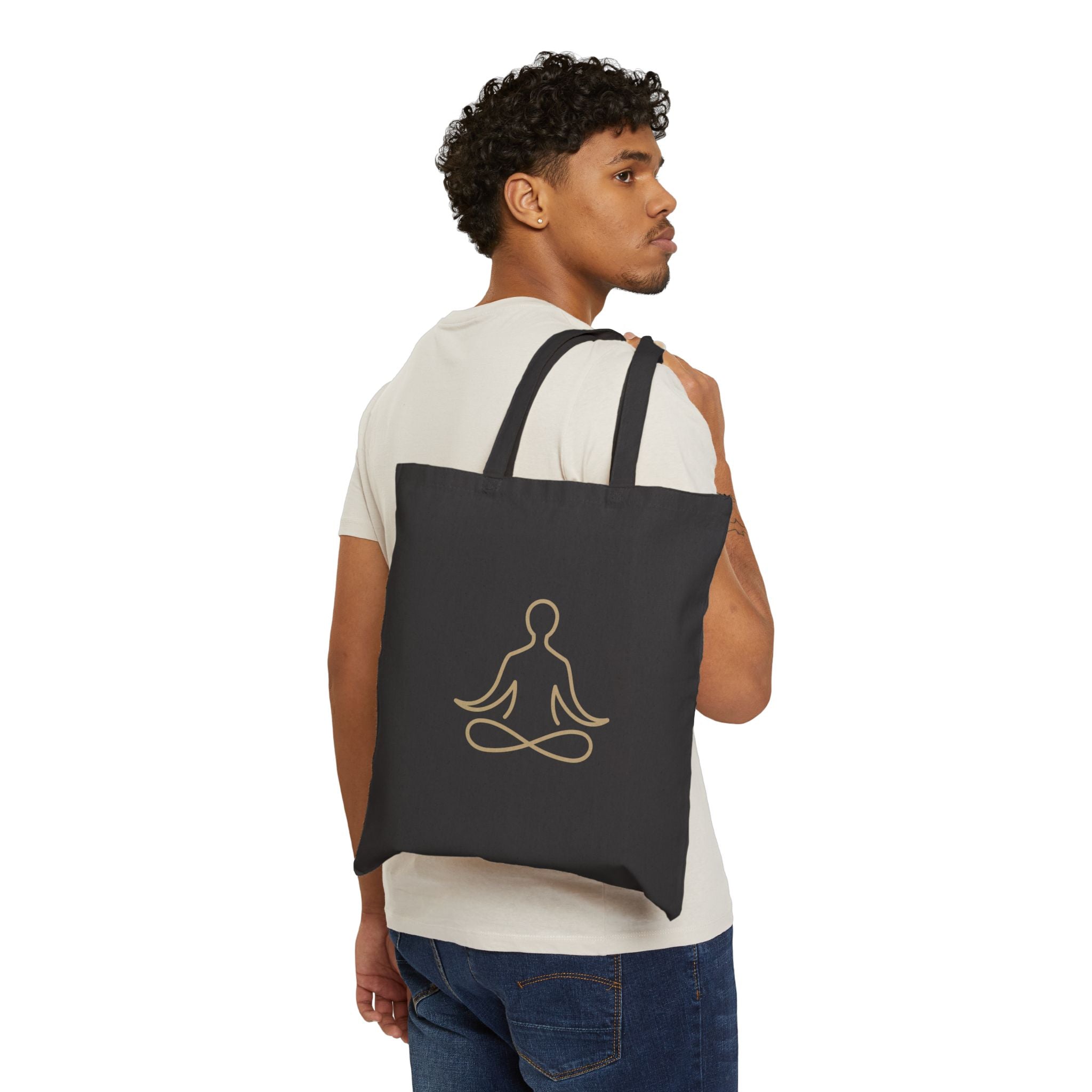 Yoga Lotus Tote Bag  Cotton Canvas Meditation Tote