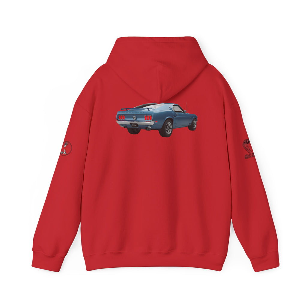 Classic Mustang Hoodie  Vintage Blue Pony Car Pullover