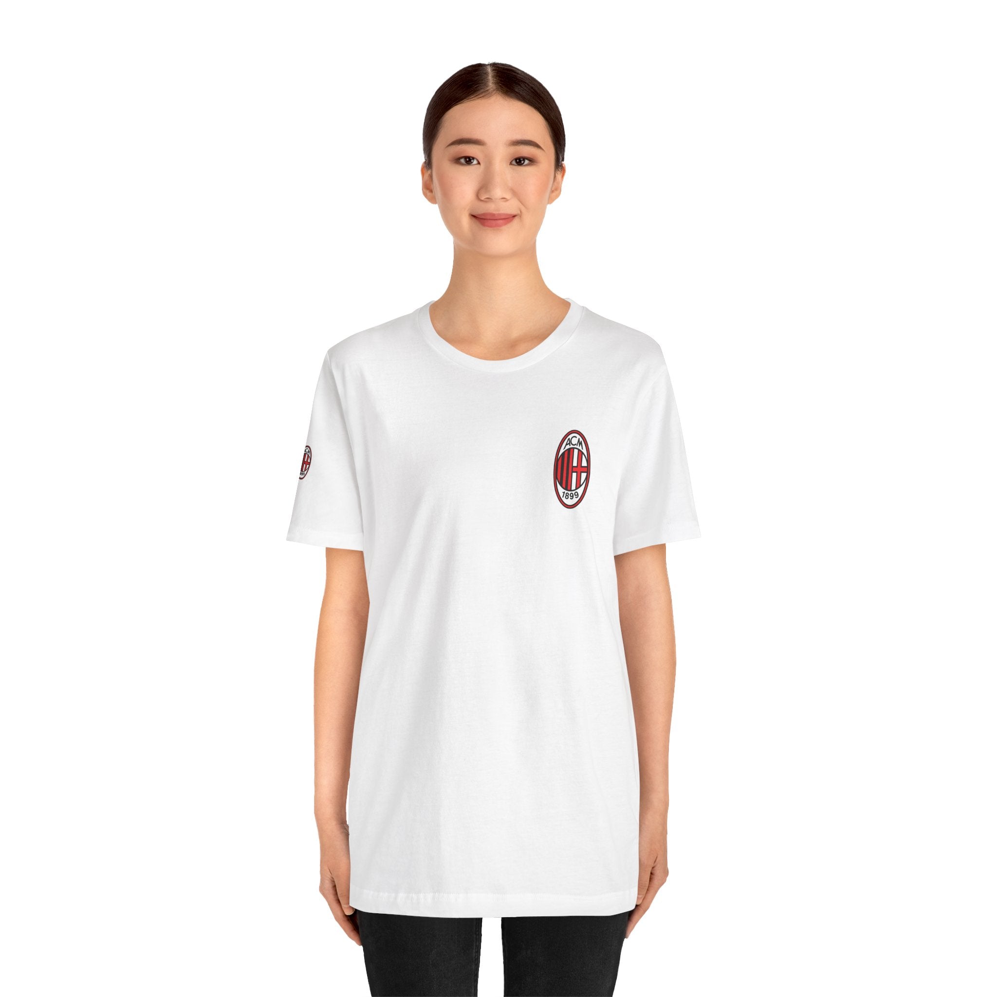 AC Milan Crest T-Shirt Minimal Soccer Tee with 'AC Milan' Back Print