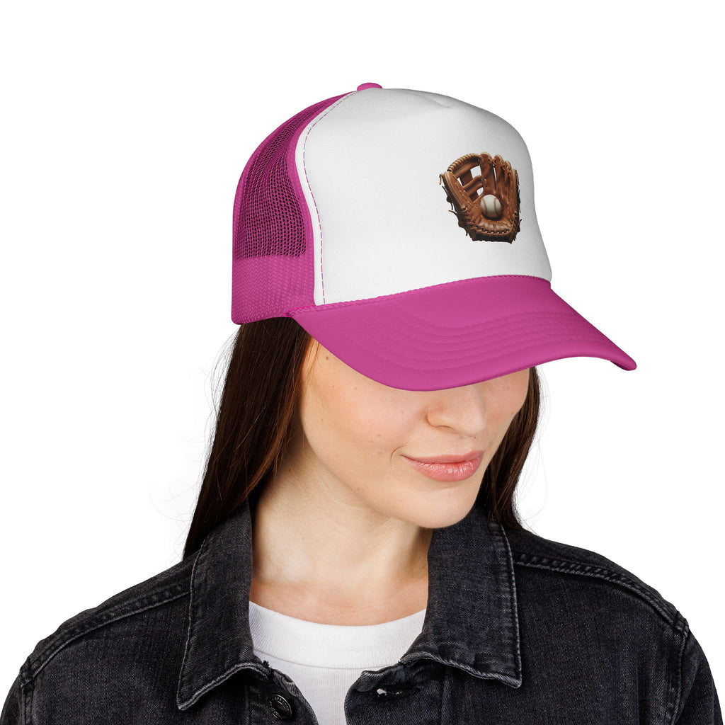 Baseball Glove Trucker Cap  Vintage Glove & Ball Mesh Hat