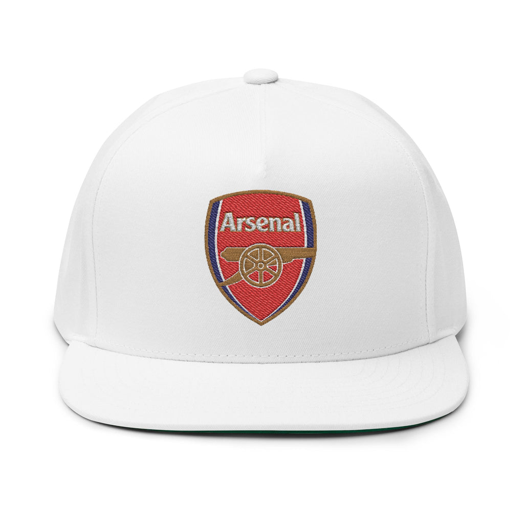 Arsenal Embroidered Flat Bill Cap  White Snapback Hat