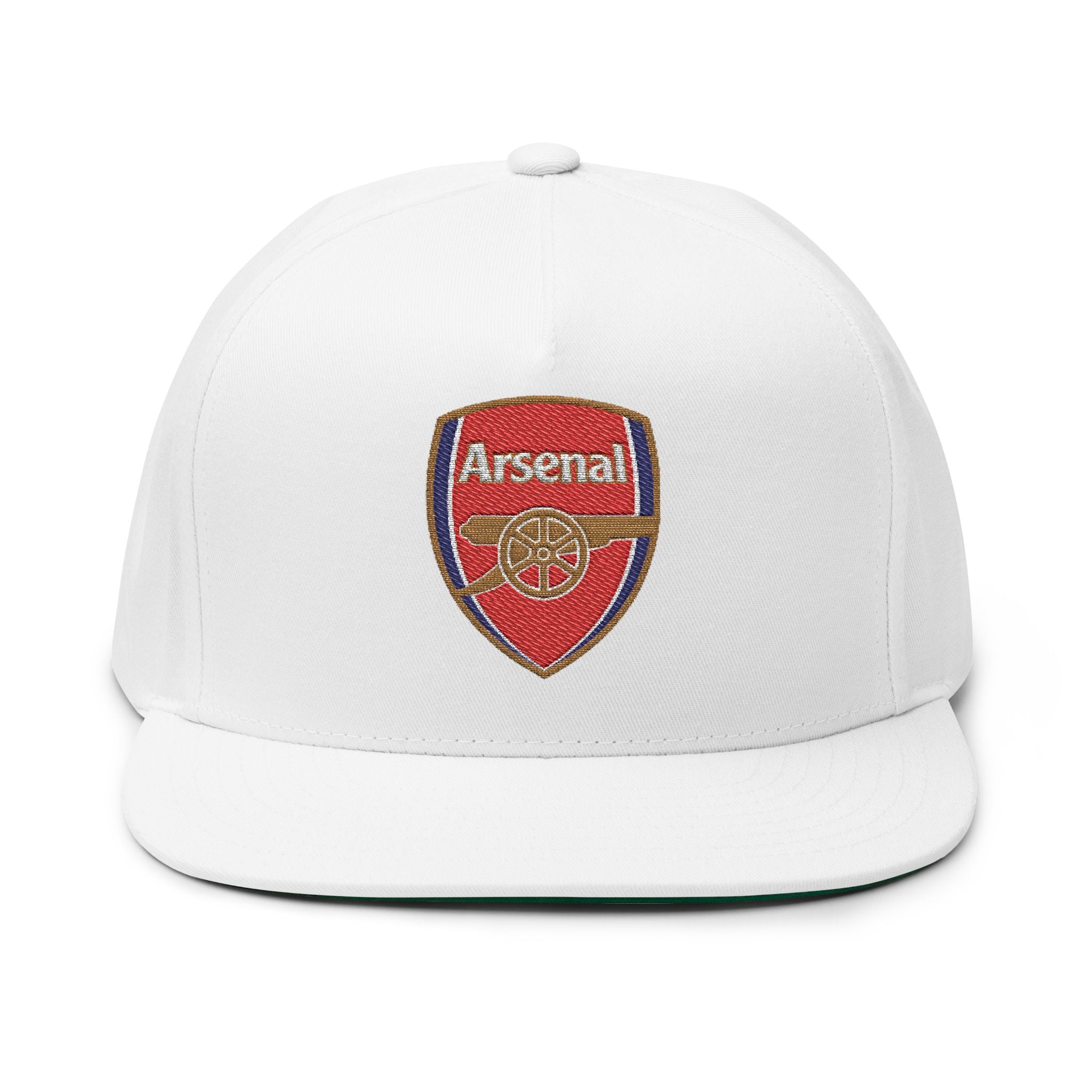 Arsenal Embroidered Flat Bill Cap  White Snapback Hat