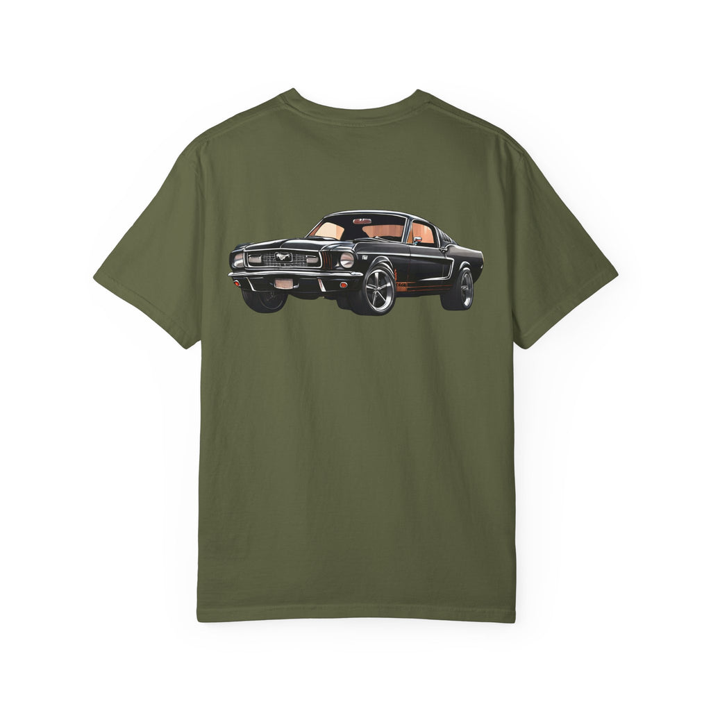 Classic Muscle Car T-Shirt | Vintage Black Mustang Illustration