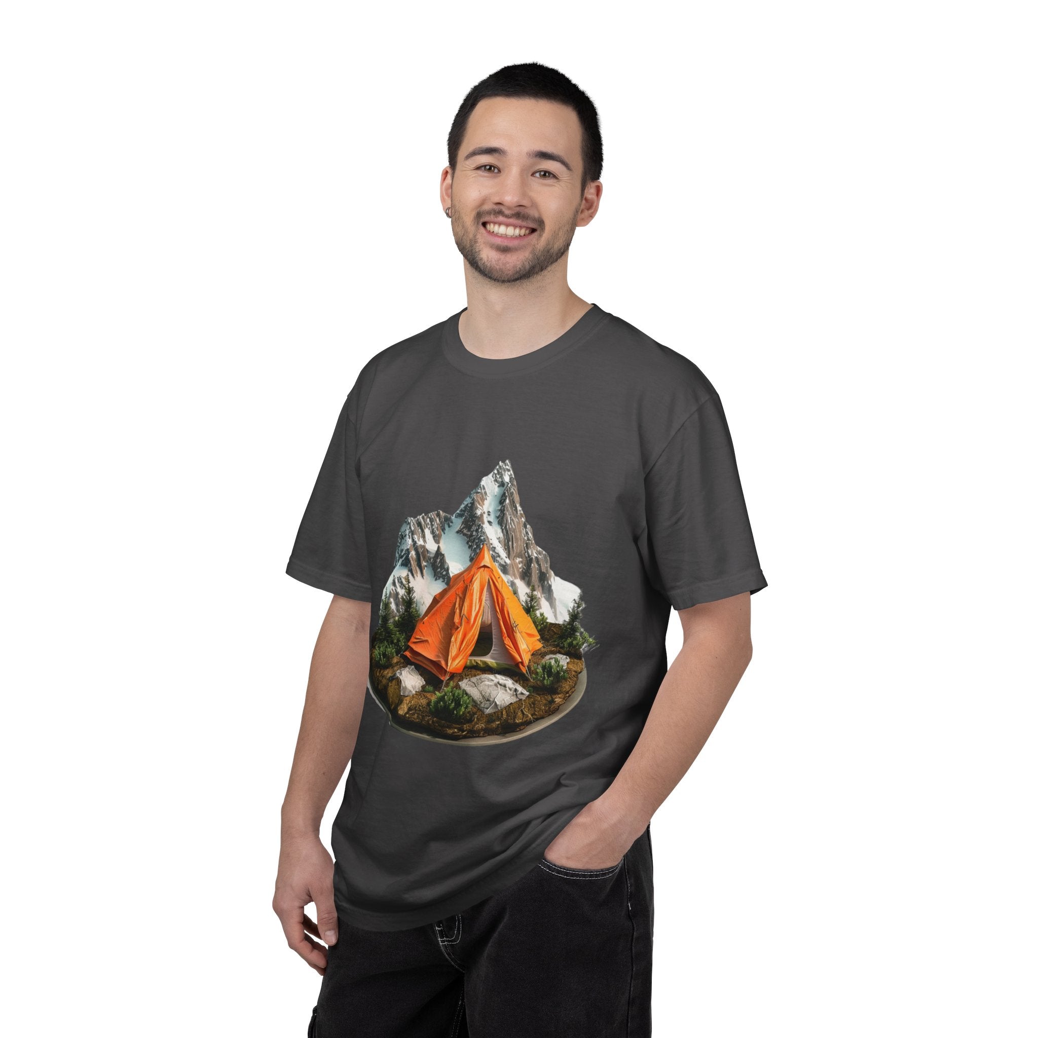 Mountain Camping Tent T-Shirt  Orange Tent Campsite Graphic