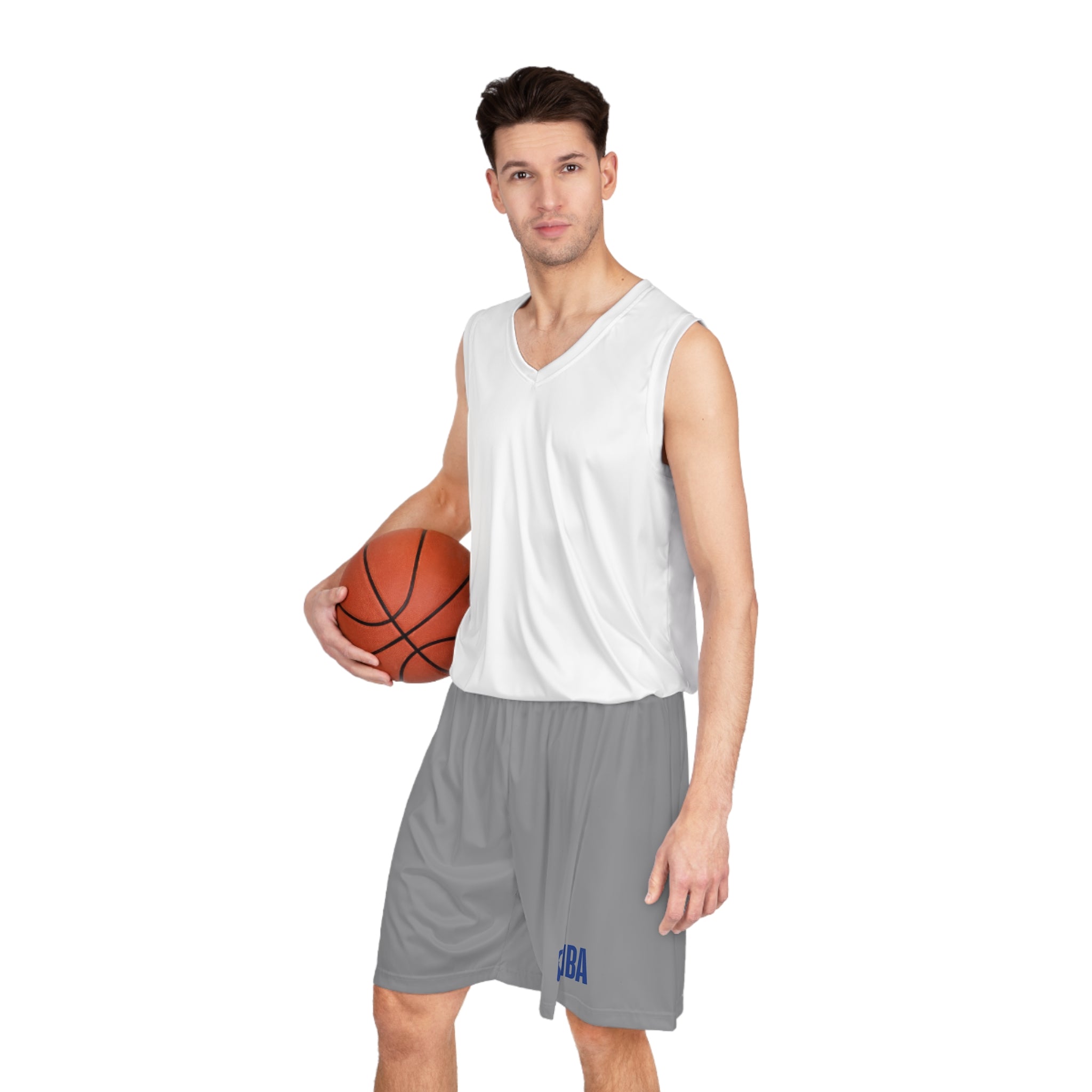 NBA Logo Basketball Shorts  White Athletic AOP Performance Shorts
