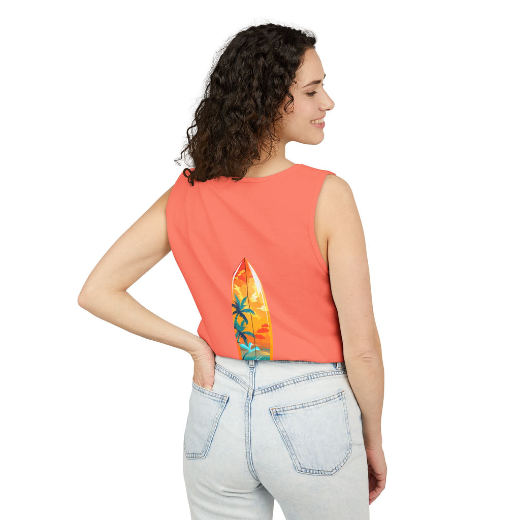 California Paradise Palm Tank Top Retro Beach Sunset Graphic