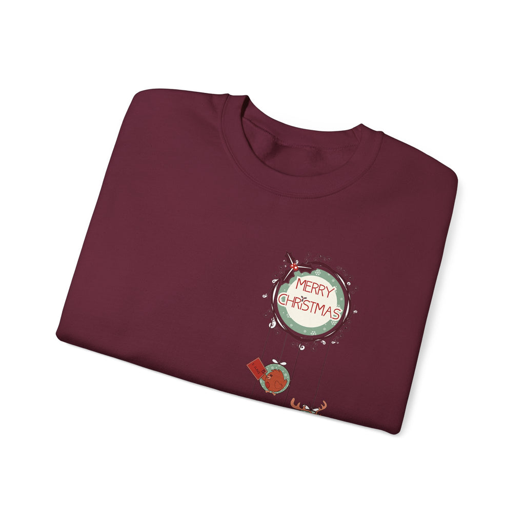 Merry Christmas Hanging Ornaments Sweatshirt Santa Reindeer Wreath Holiday