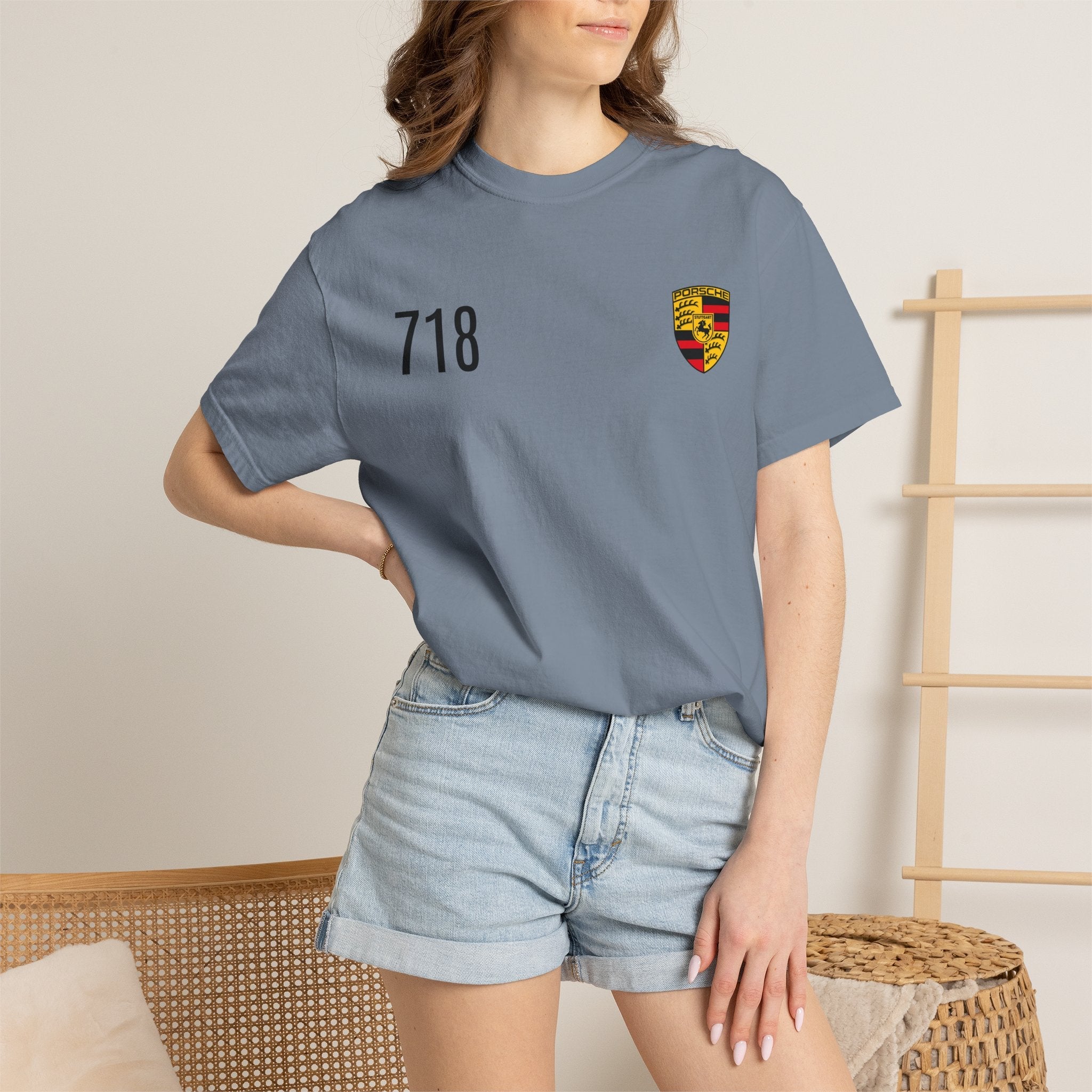 718 Shield T-Shirt — Minimal Porsche-Inspired Crest Tee - Etna Gift