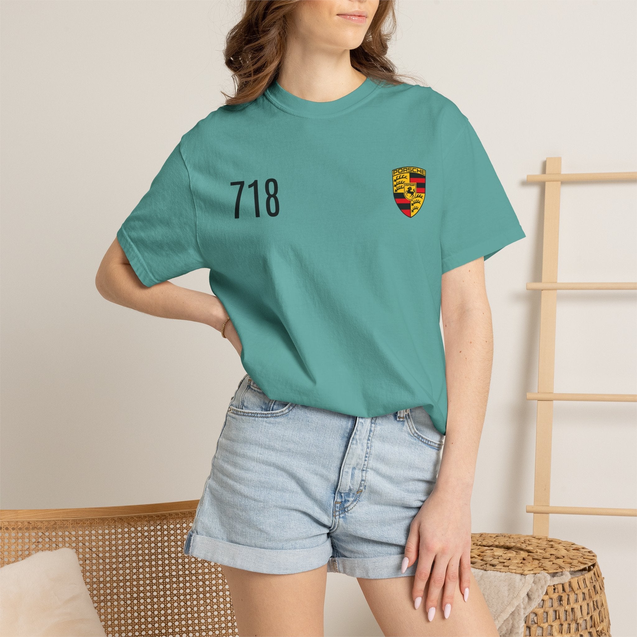 718 Shield T-Shirt — Minimal Porsche-Inspired Crest Tee - Etna Gift