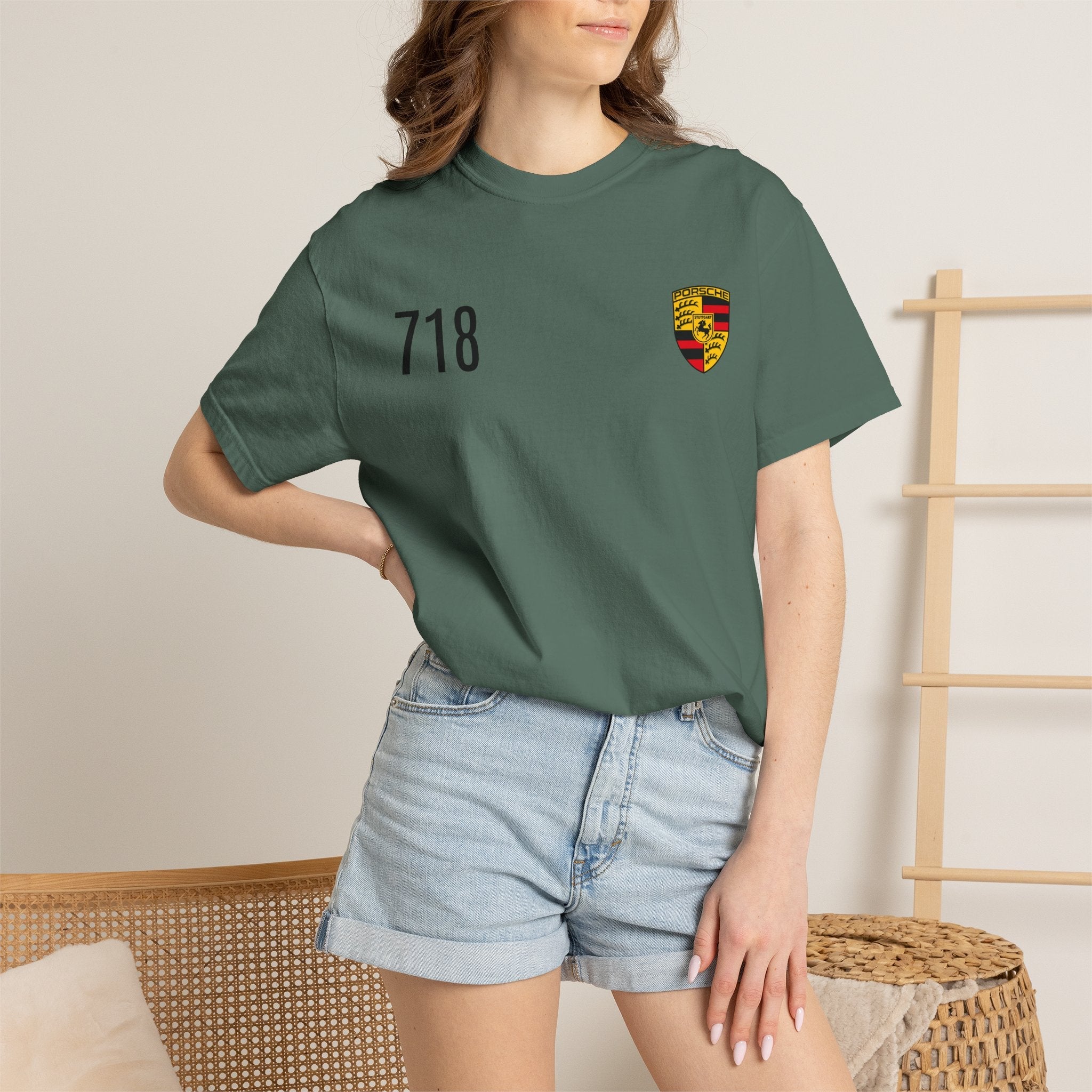 718 Shield T-Shirt — Minimal Porsche-Inspired Crest Tee - Etna Gift