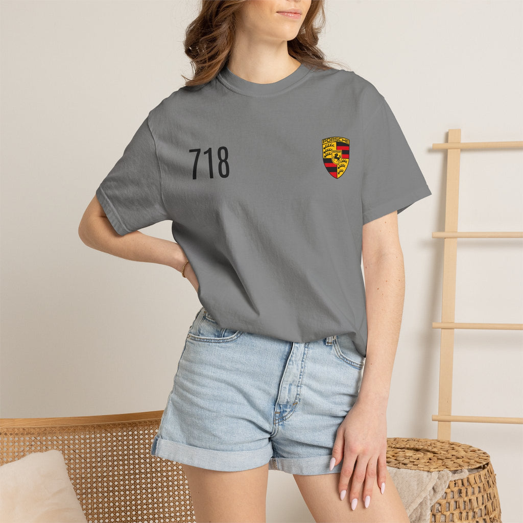 718 Shield T-Shirt — Minimal Porsche-Inspired Crest Tee - Etna Gift