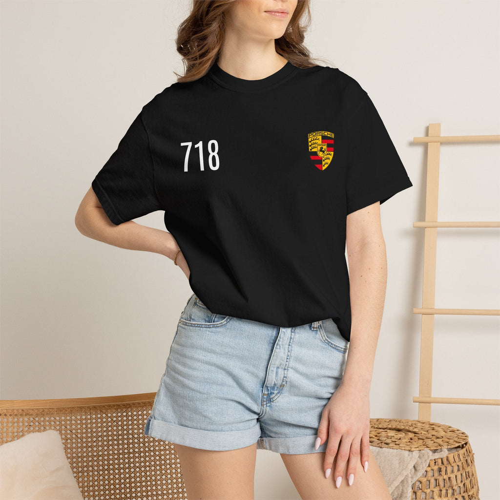 718 Shield T-Shirt — Minimal Porsche-Inspired Crest Tee - Etna Gift