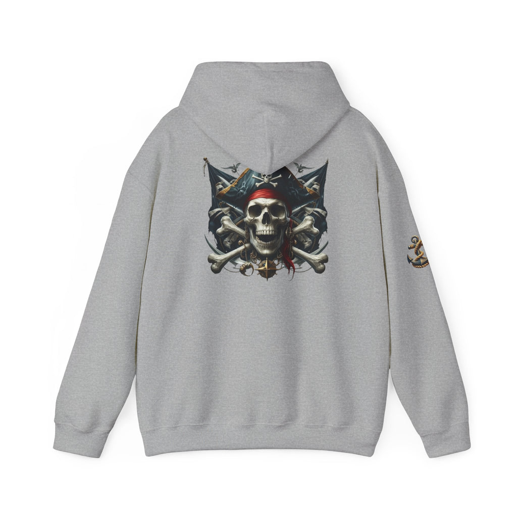 Pirate Skull Anchor Hoodie  Nautical Skull & Crossbones Pullover