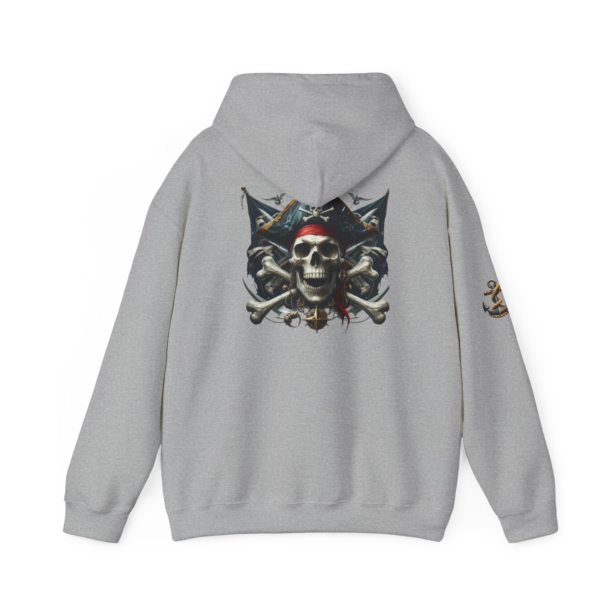 Pirate Skull Anchor Hoodie  Nautical Skull & Crossbones Pullover