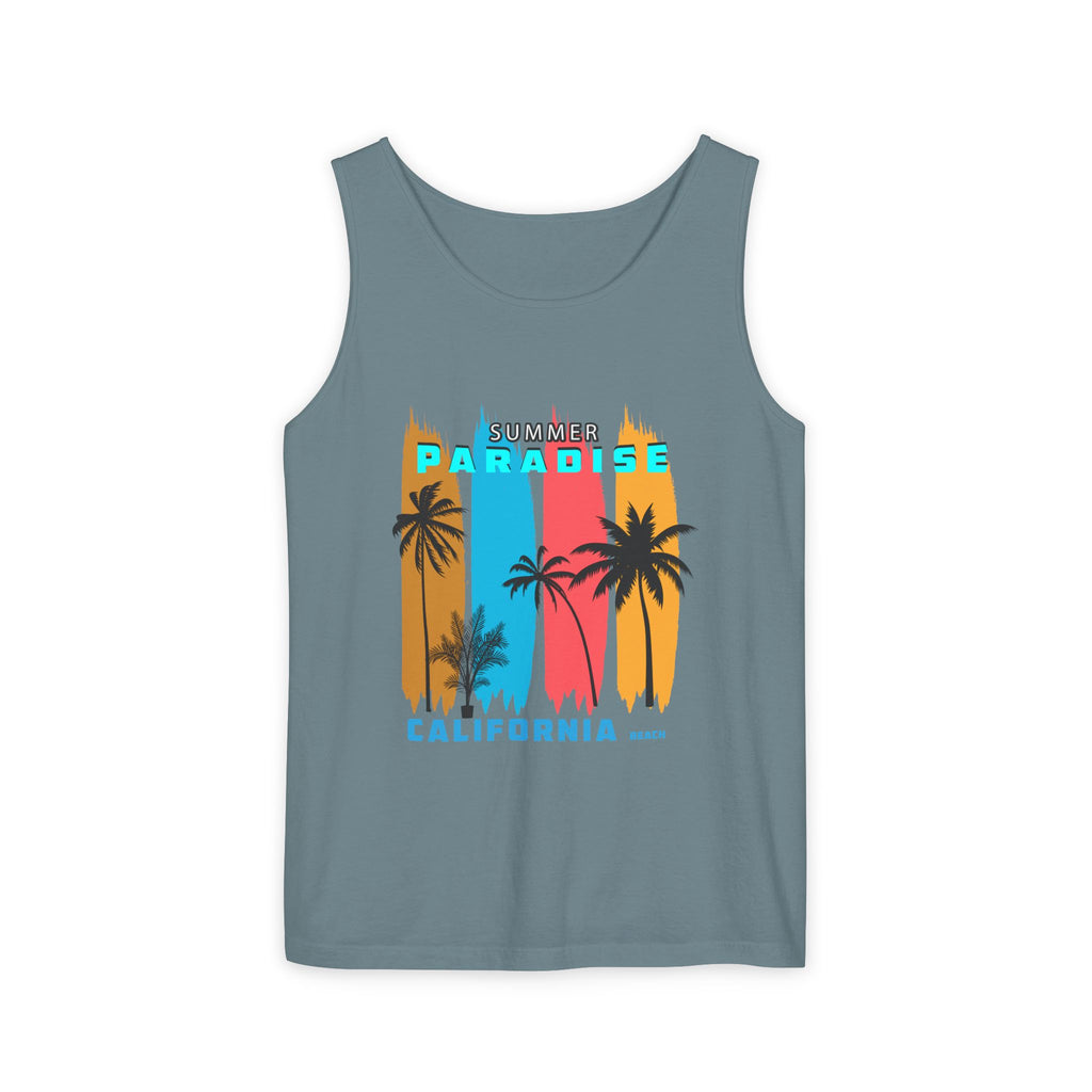 California Paradise Palm Tank Top Retro Beach Sunset Graphic
