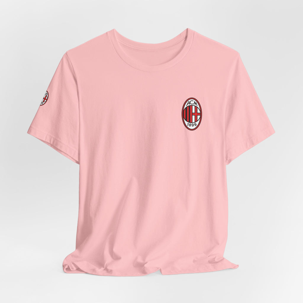 AC Milan Crest T-Shirt Minimal Soccer Tee with 'AC Milan' Back Print