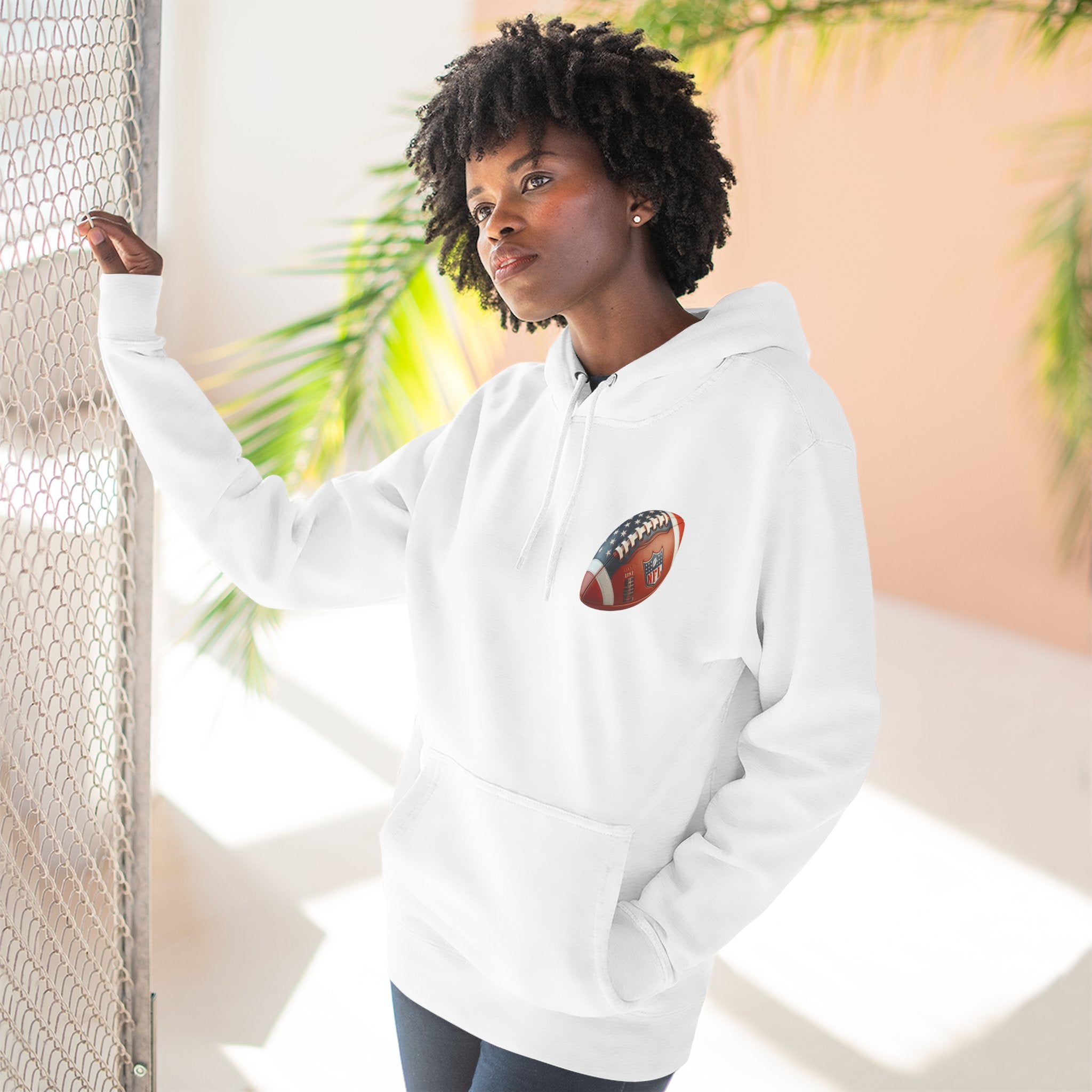 Football Helmet Skull Hoodie Graphic Fleece Pullover for Fans