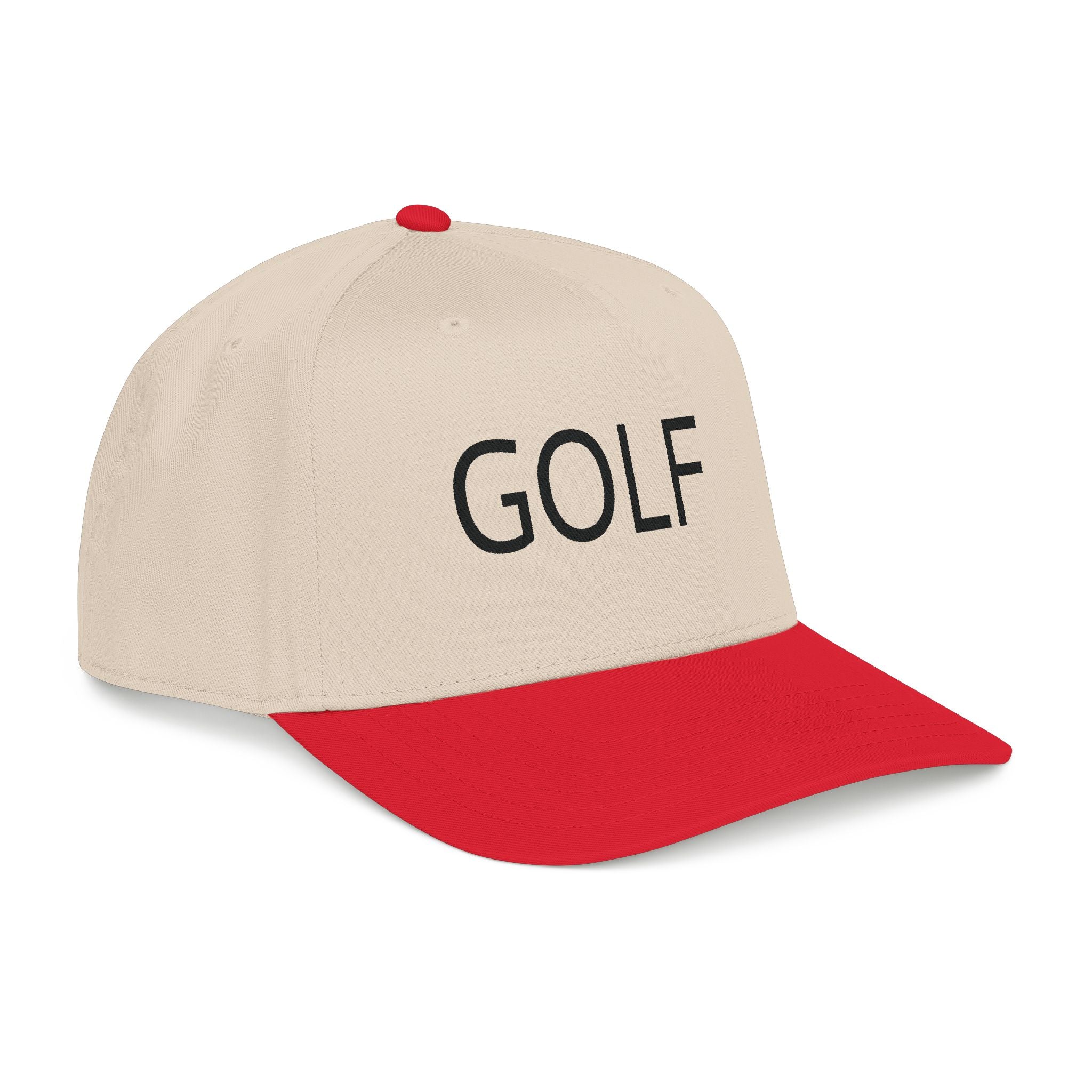 Golf Embroidered Mid Profile Cap — Classic Two-Tone Golf Hat